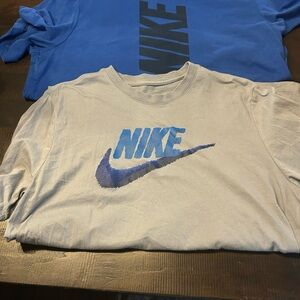Nike Gray Tee with Blue Logo